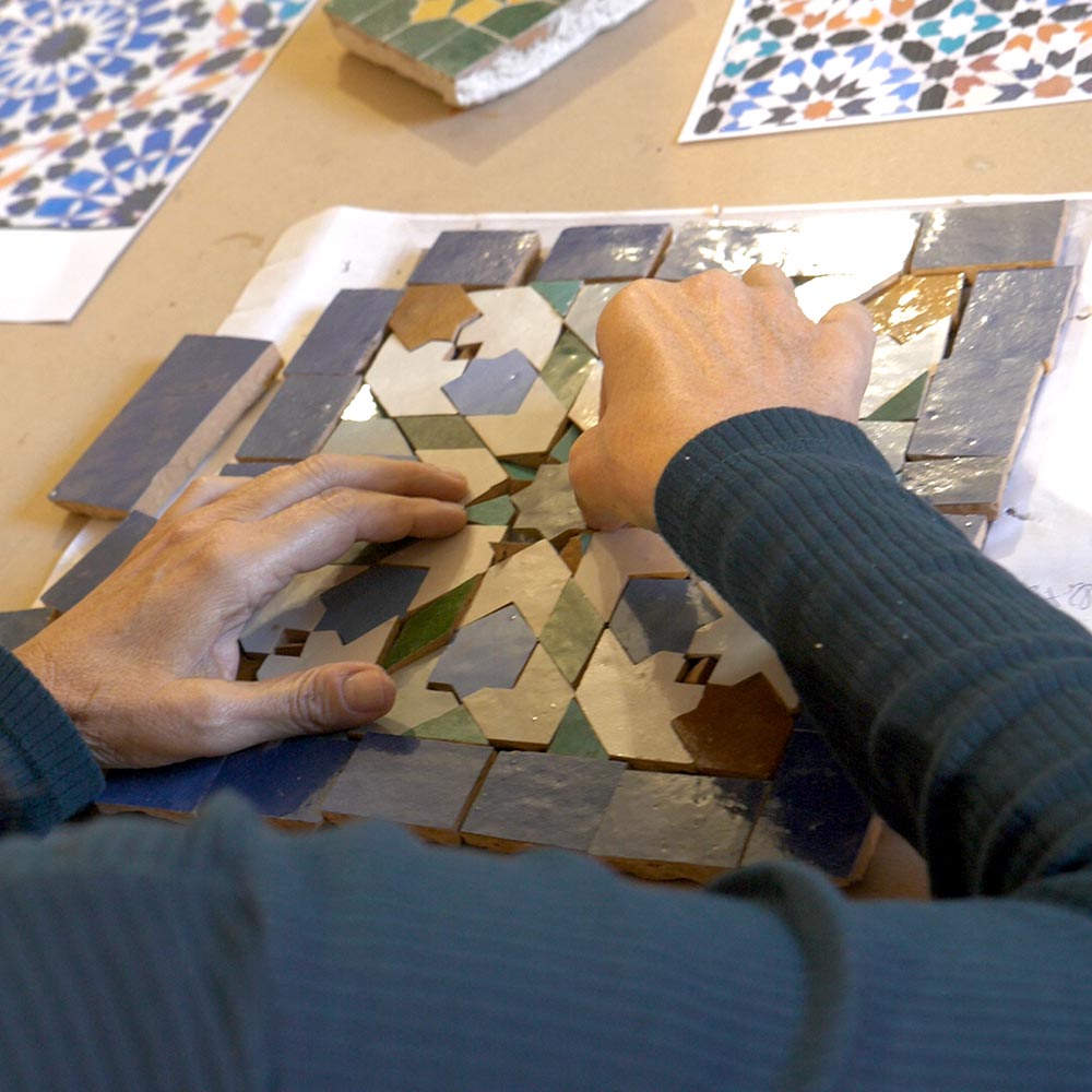 Student Creating a Zellige Moroccan Mosaic