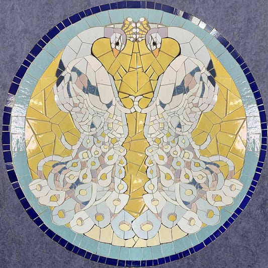 Kit mosaico TAVOLO CON PAVONI (ceramica - trencadis - diretta)