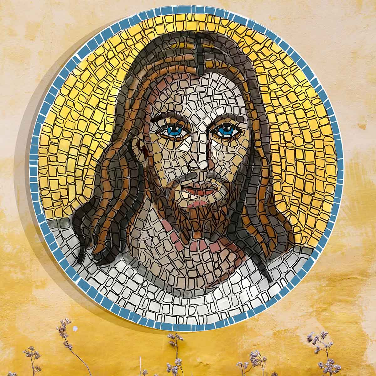 Kit de mosaico de RETRATO DE JESUS MISERICORDIOSO (mármol - técnica indirecta)