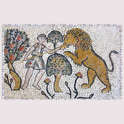 Mosaic kit FIGHT WITH LIONS (marble - indirect technique)