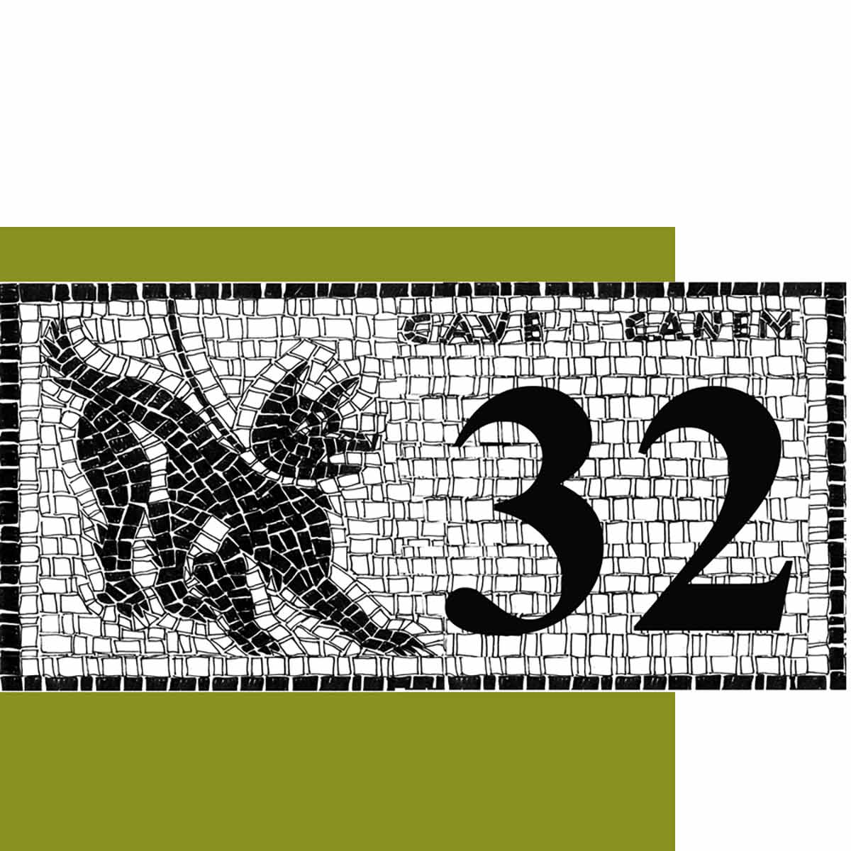 CAVE CANEM mosaic kit + HOUSE NUMBER (various materials - indirect technique)