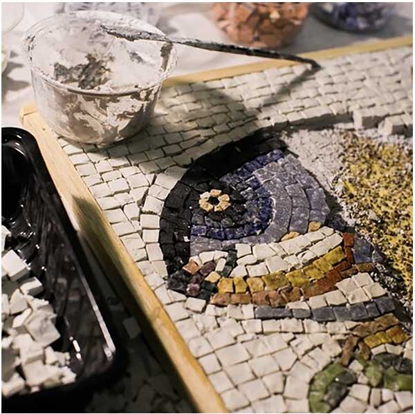 Kit mosaico ROSONE CON LIMONI (marmo - tecnica diretta)