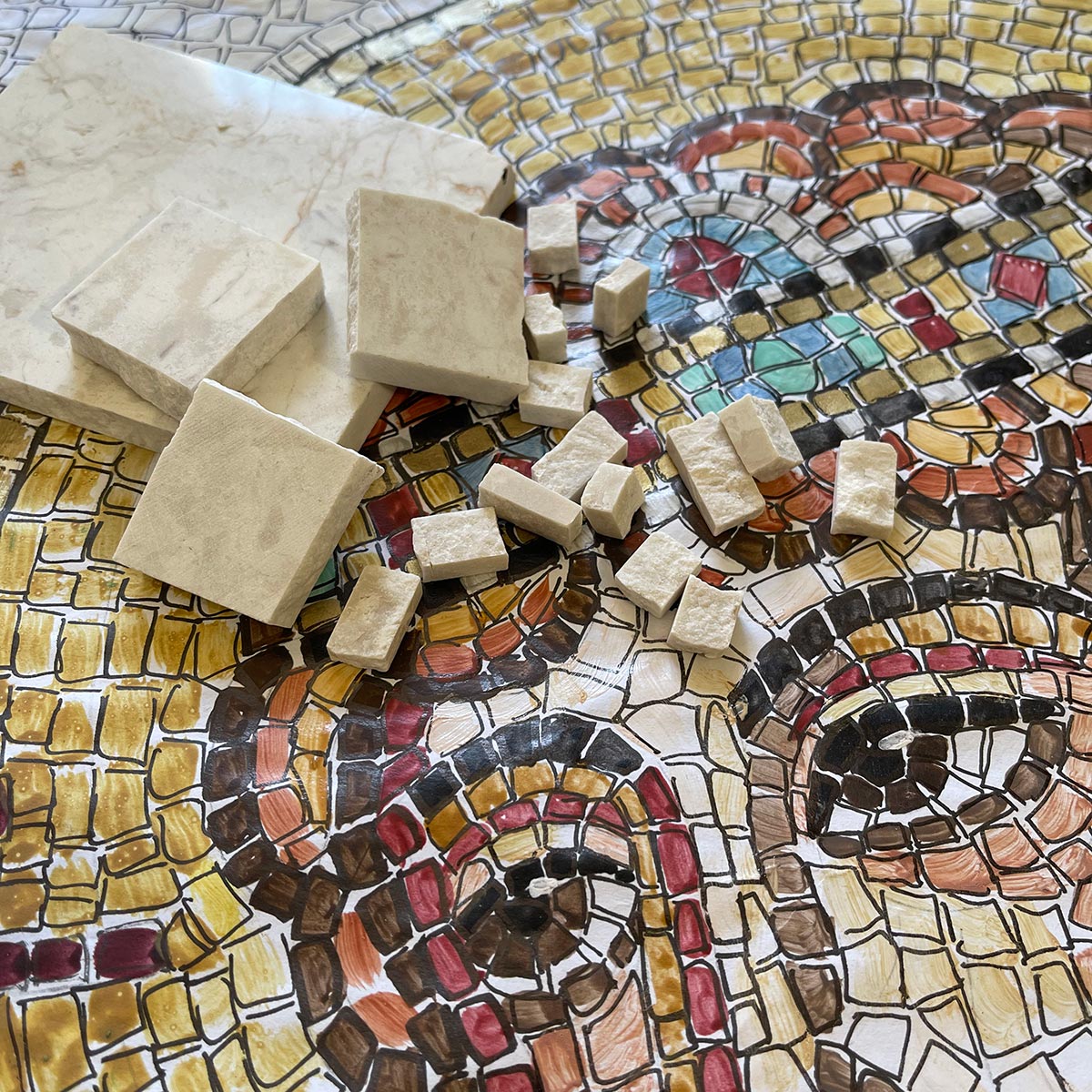 Kit mosaico LOTTA CON LEONI (marmo - tecnica indiretta)